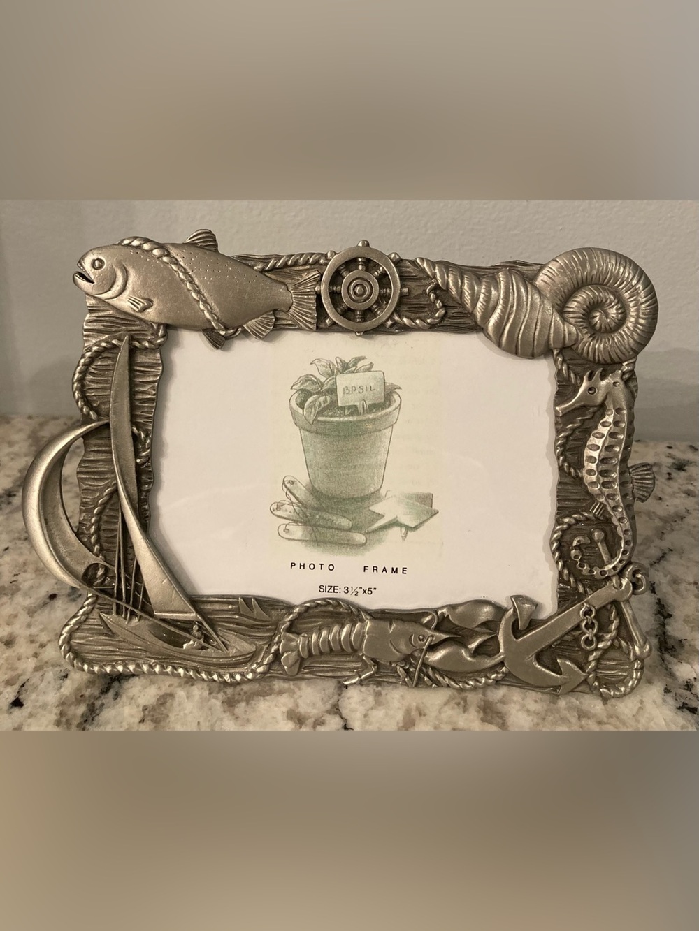 Vintage Pewter Nautical Picture Frame